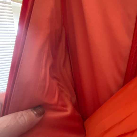 🆕Ieena Mac Duggal NWOT Long Sleeve Pleated Chiffon A-Line Gown in Sunset(MD-25) - Picture 11 of 12